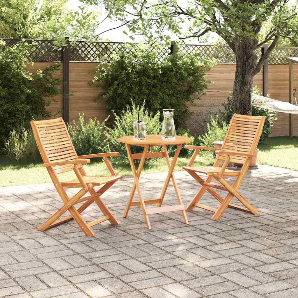 Sammenleggbart Bistrosett 3 pcs Brun Solid akasietre
