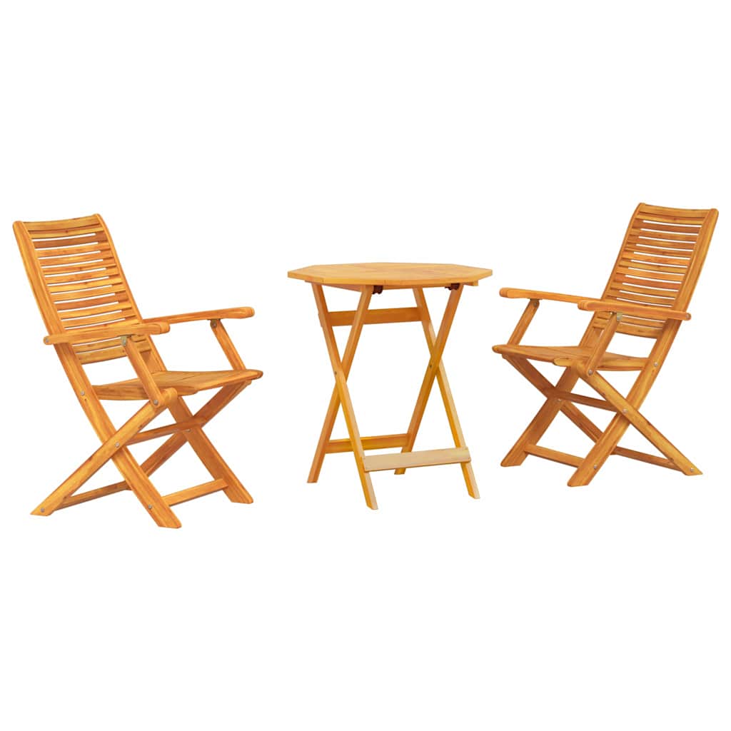 Sammenleggbart Bistrosett 3 pcs Brun Solid akasietre