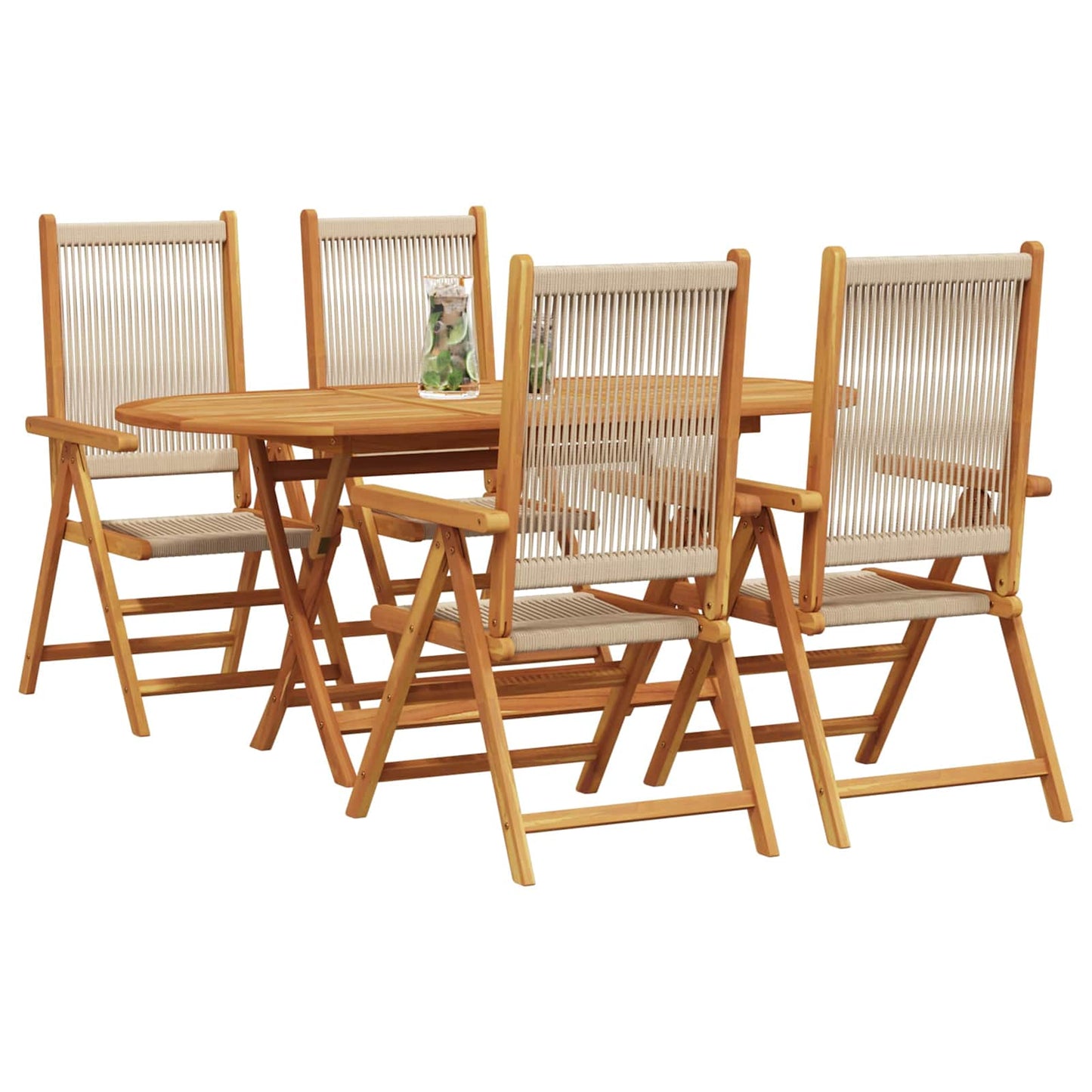 Hage Spisegruppe 5 stk. Beige Solid akasietre