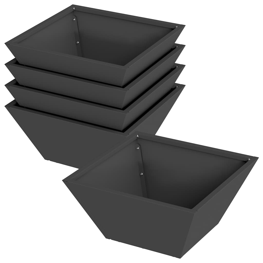 Hageblomsterpotte 5 pcs Svart 35 x 35 x 15 cm Kaldvalsestål