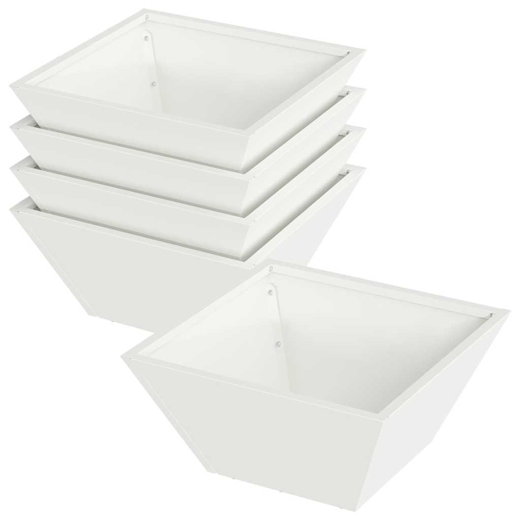 Hageblomsterpotte 5 pcs Hvit 35 x 35 x 15 cm Kaldvalsestål