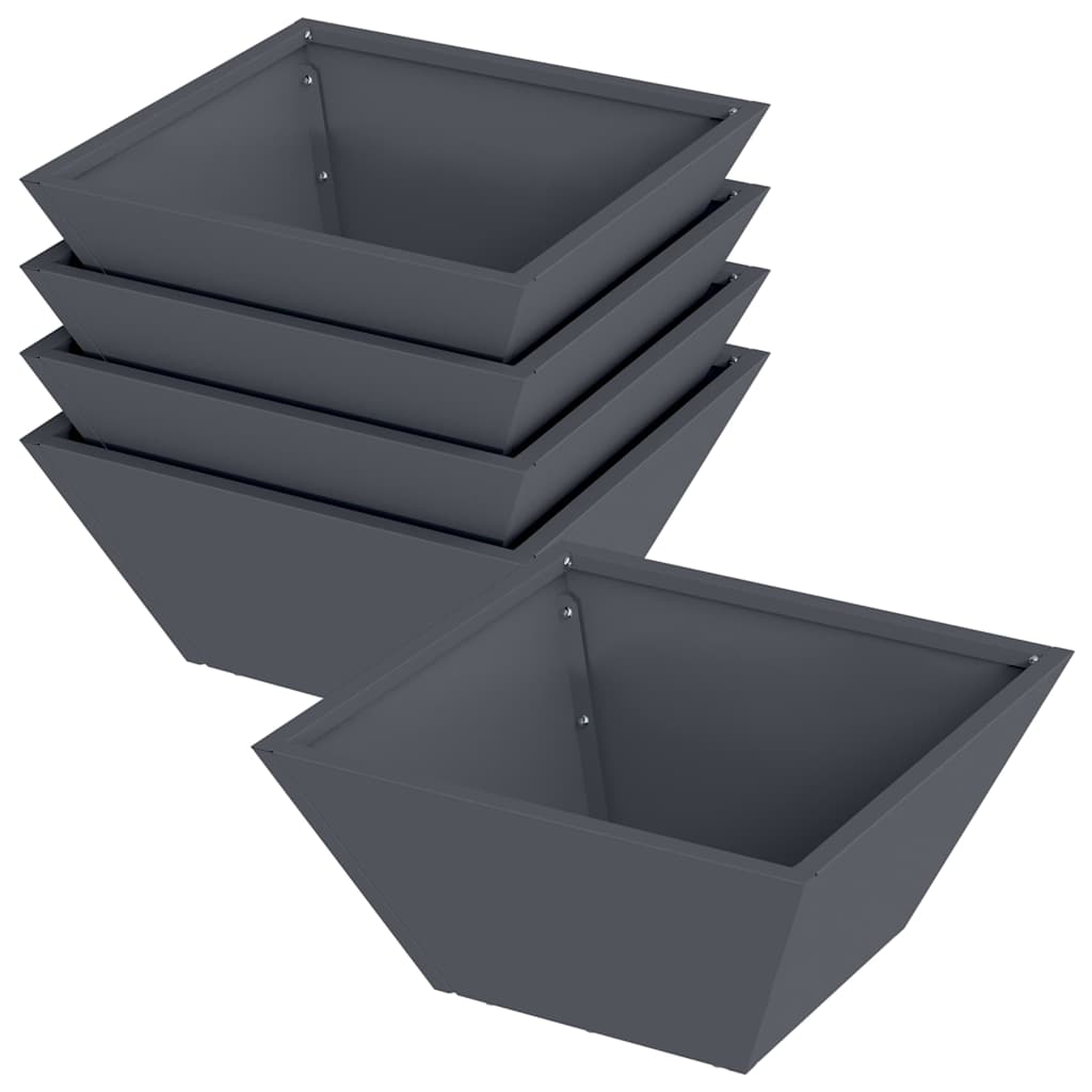 Hageblomsterpotte 5 pcs Antrasitt 35 x 35 x 15 cm Kaldvalsestål