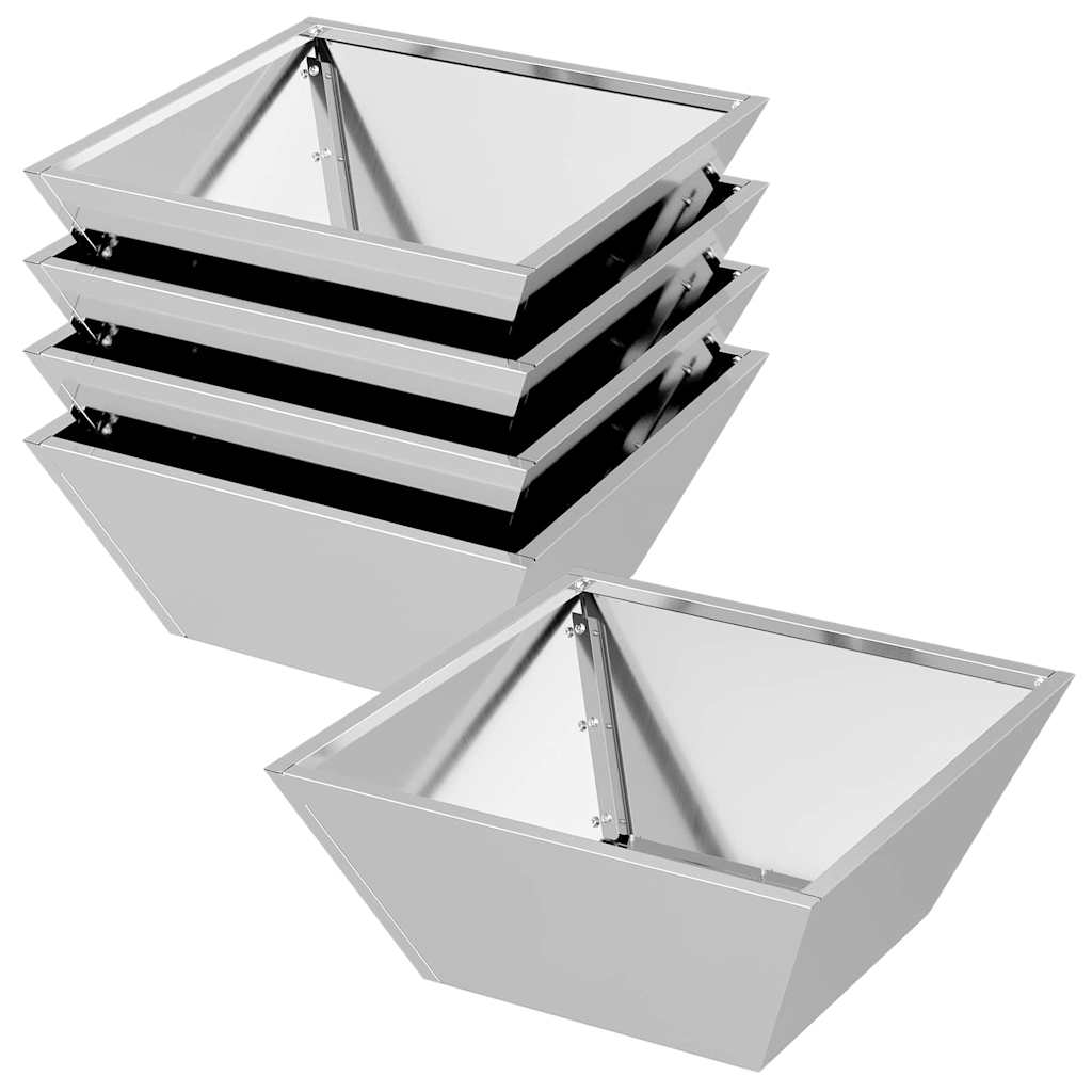 Hageblomsterpotte 5 pcs sølv 40 x 40 x 15 cm Galvanisert Stål