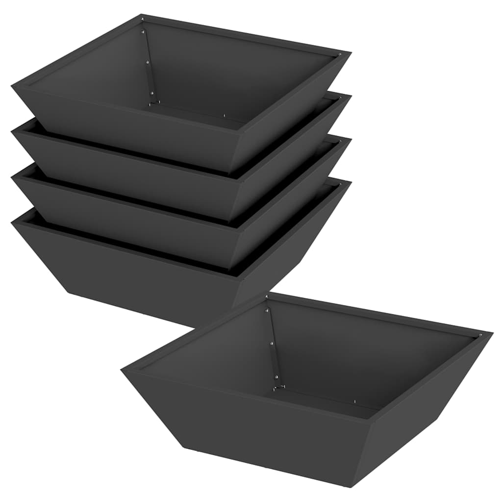 Hageblomsterpotte 5 pcs Svart 50 x 50 x 15 cm Kaldvalsestål