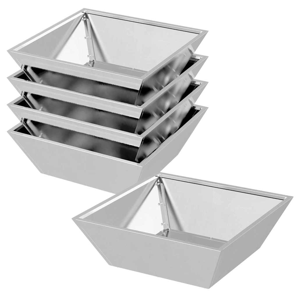 Hageblomsterpotte 5 pcs sølv 50 x 50 x 15 cm Rustfritt Stål