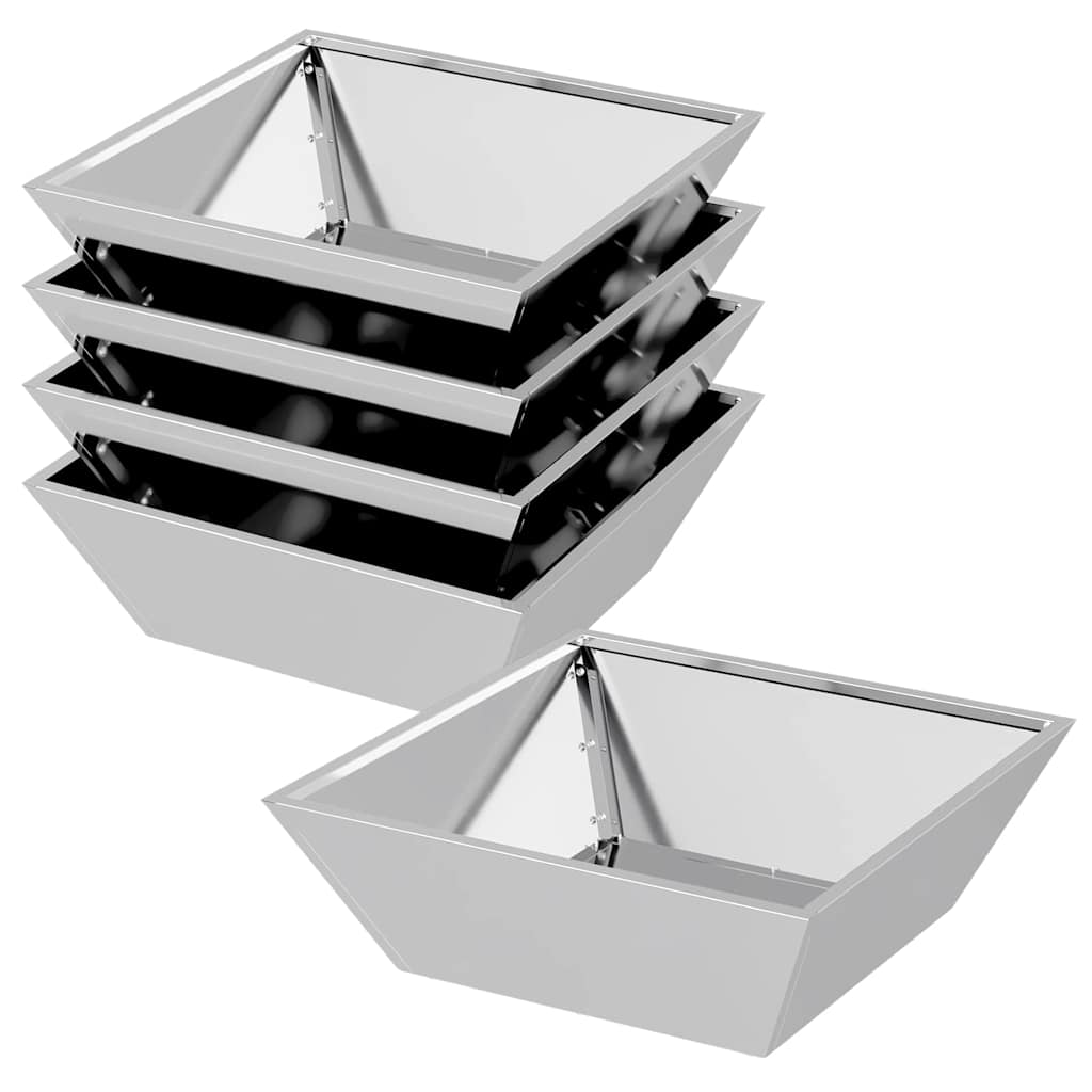 Hageblomsterpotte 5 pcs sølv 50 x 50 x 15 cm Galvanisert Stål