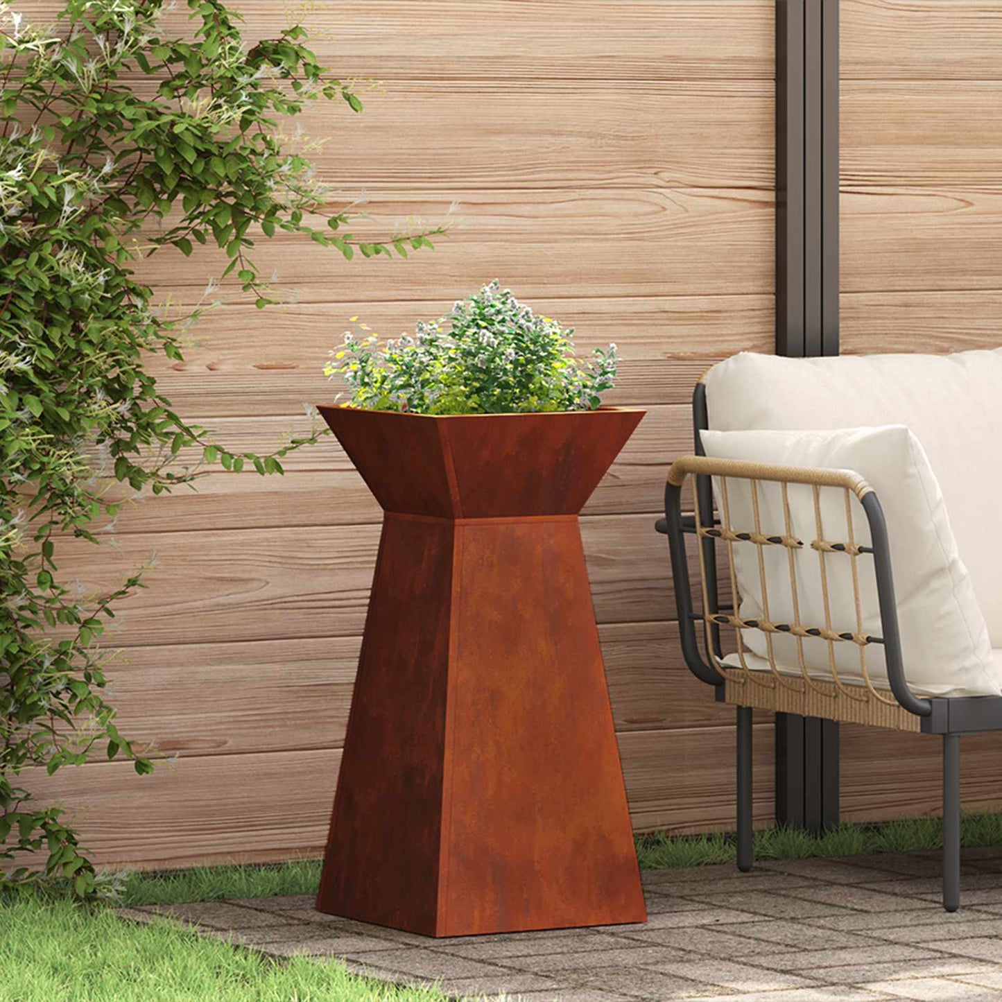 Søyleplanter sølv 35 x 35 x 73 cm Cortenstål