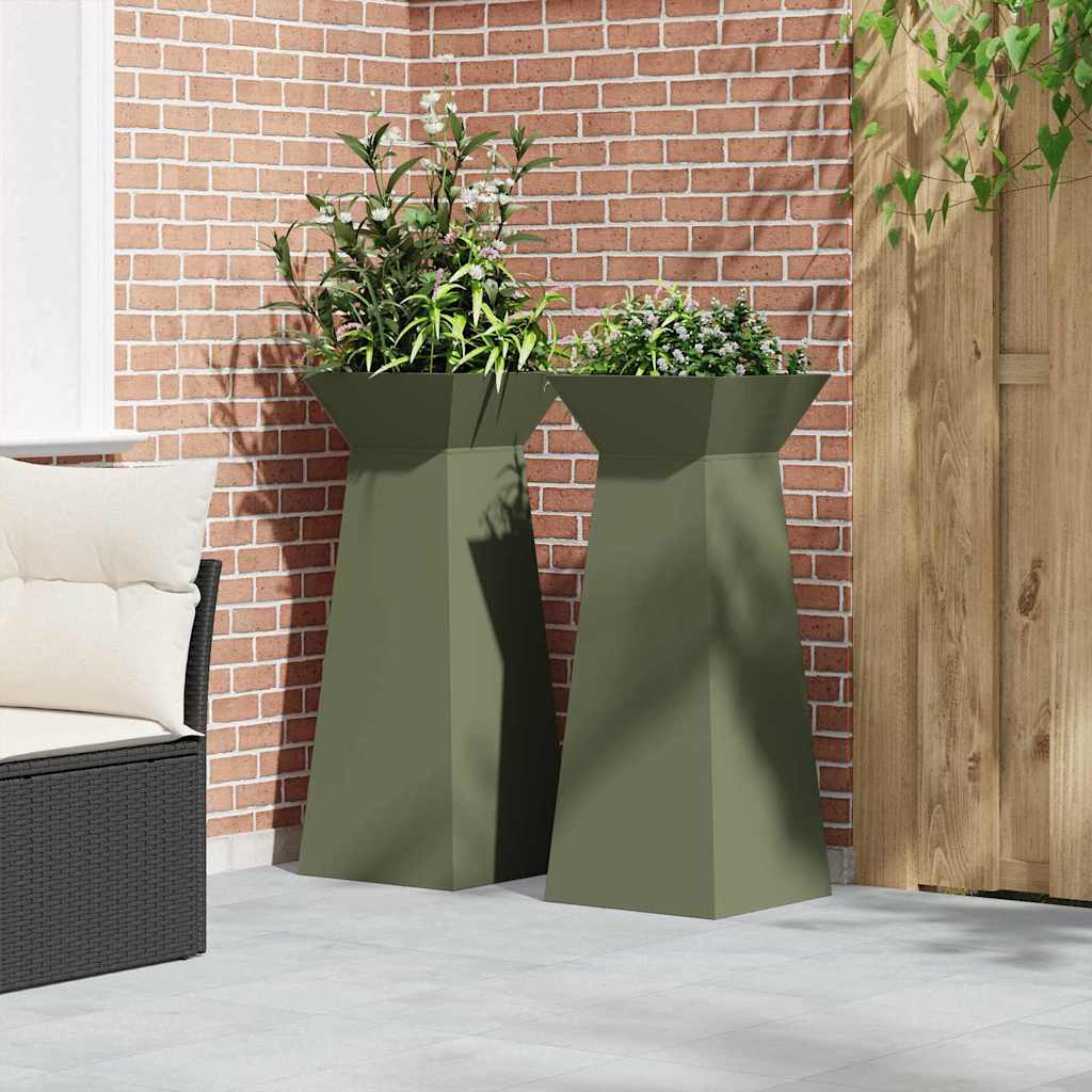 Søyleplanter 2 pcs Olivengrønn 40 x 40 x 100 cm