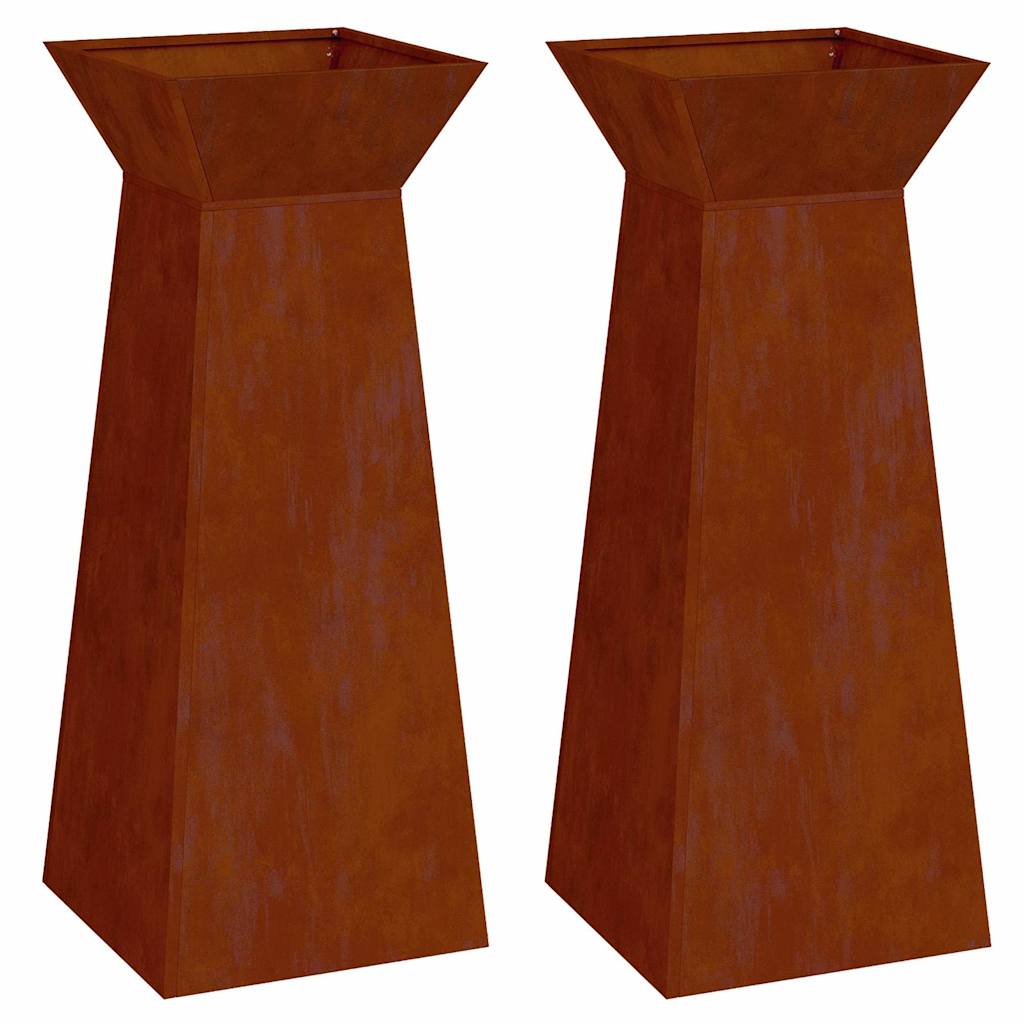 Søyleplanter 2 pcs sølv 40 x 40 x 100 cm Cortenstål