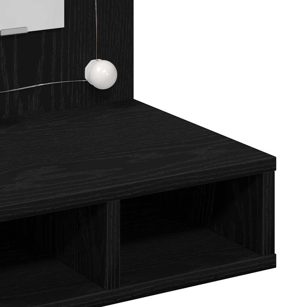 Speilskap med hylle Svart Eik 60 x 31,5 x 62 cm Konstruert tre