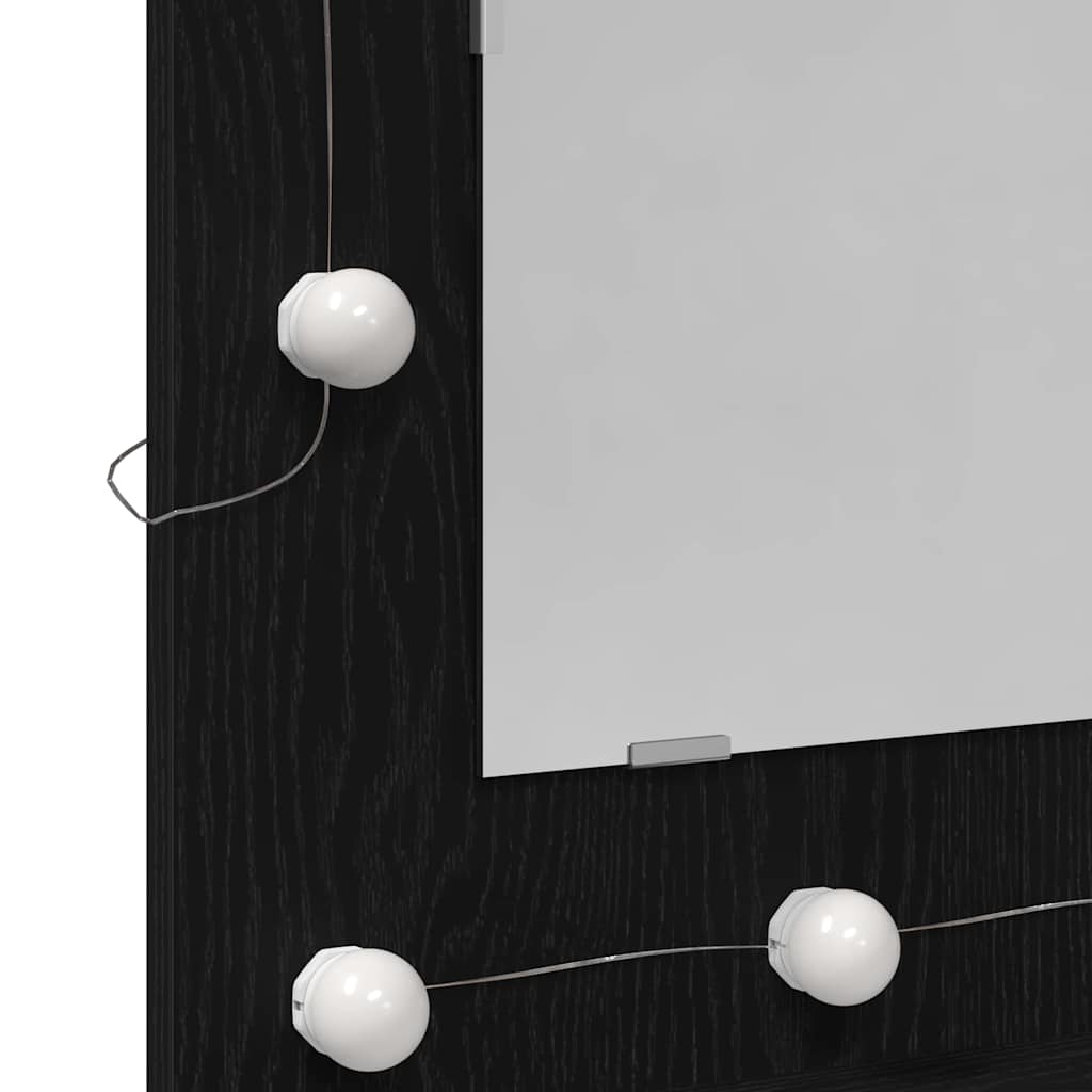 Speilskap med hylle Svart Eik 60 x 31,5 x 62 cm Konstruert tre