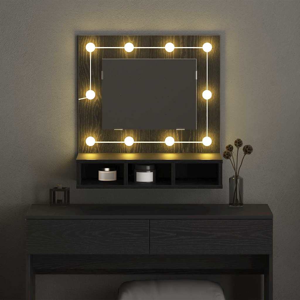 Speilskap med hylle Svart Eik 60 x 31,5 x 62 cm Konstruert tre
