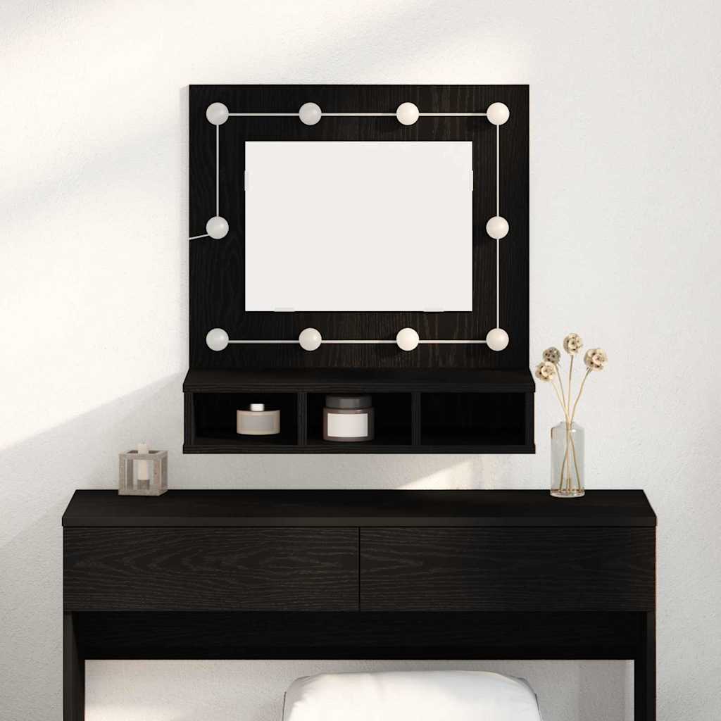 Speilskap med hylle Svart Eik 60 x 31,5 x 62 cm Konstruert tre