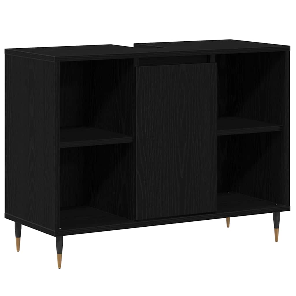 Baderomsskap med hylle Svart 80 x 33 x 60 cm Konstruert tre