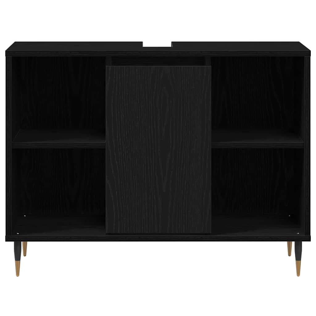 Baderomsskap med hylle Svart 80 x 33 x 60 cm Konstruert tre