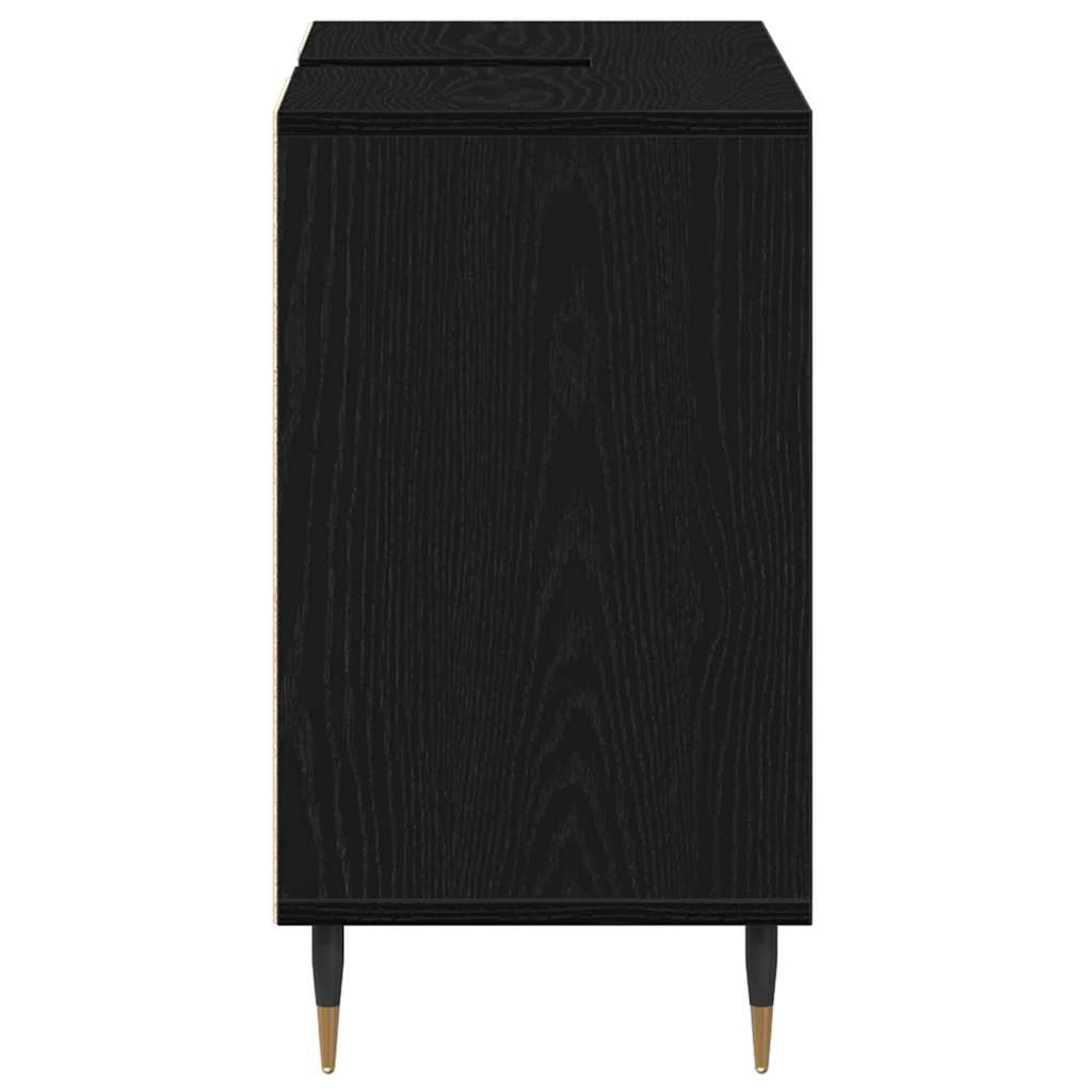 Baderomsskap med hylle Svart 80 x 33 x 60 cm Konstruert tre