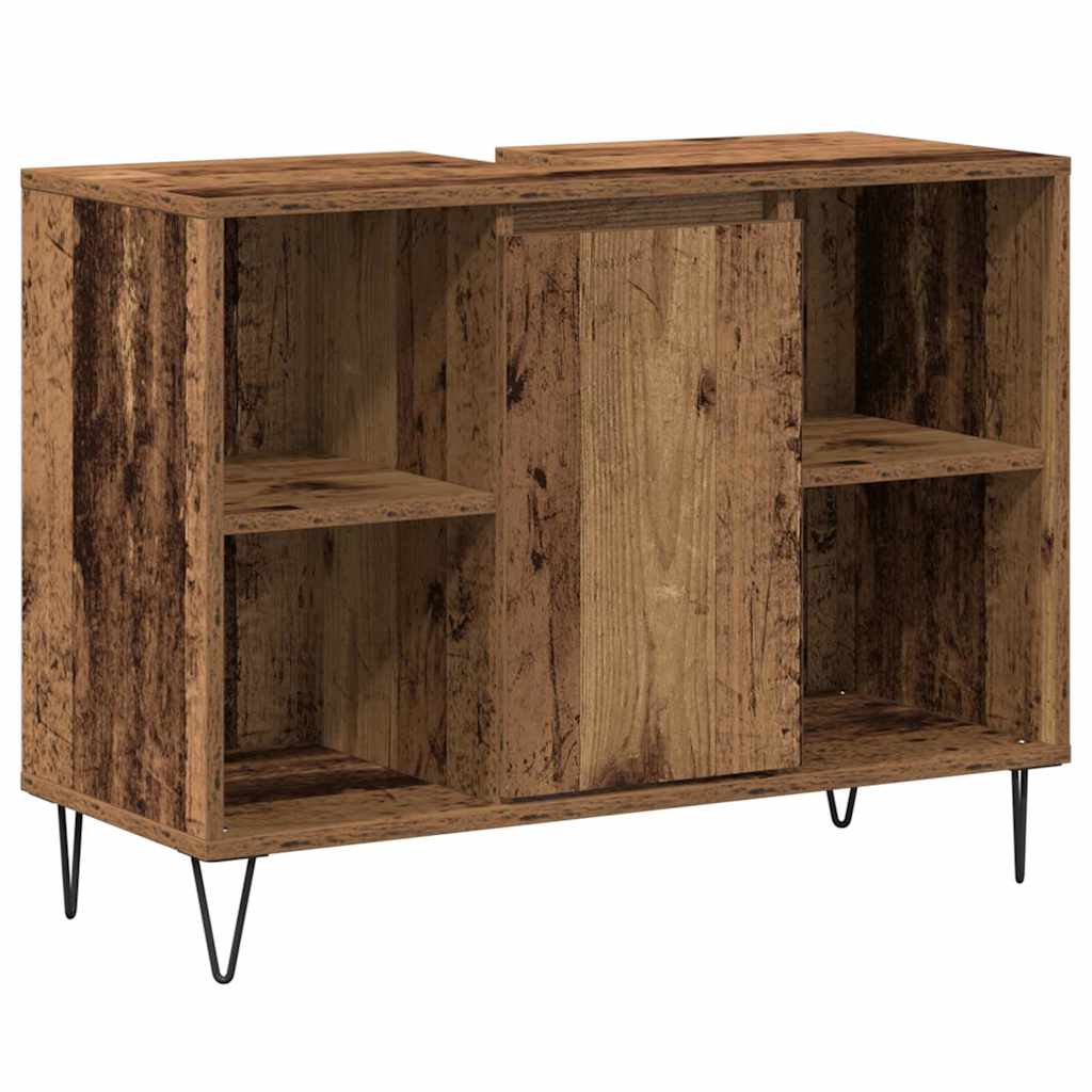 Baderomsskap med hylle Gamle tre 80 x 33 x 60 cm Konstruert tre