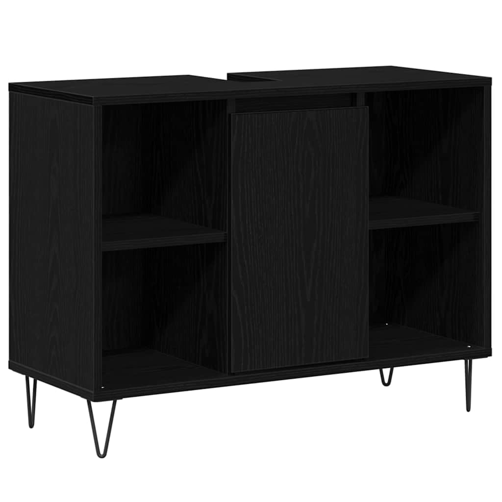 Baderomsskap med hylle Svart 80 x 33 x 60 cm Konstruert tre