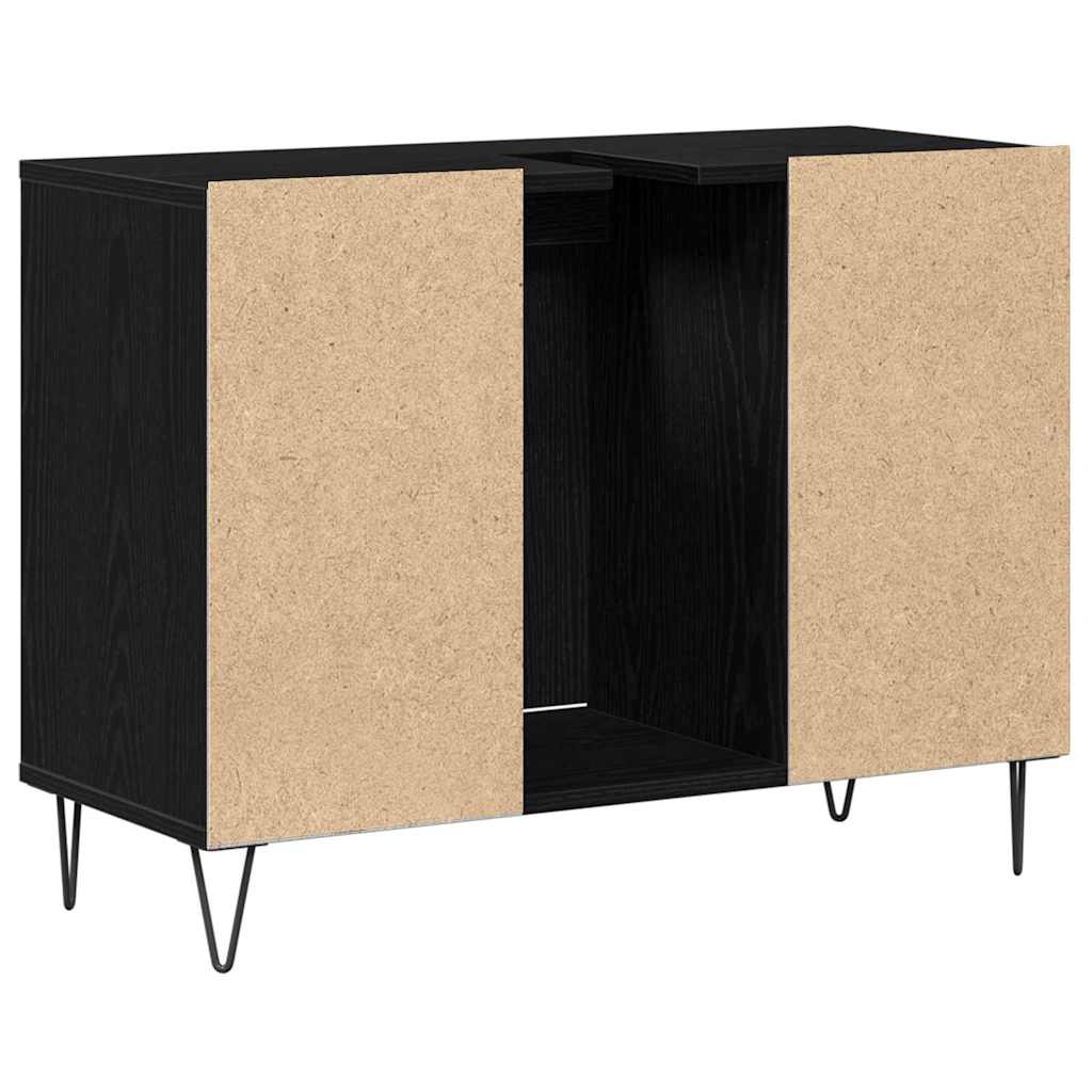 Baderomsskap med hylle Svart 80 x 33 x 60 cm Konstruert tre