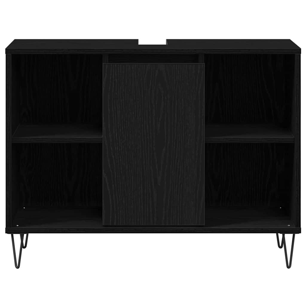 Baderomsskap med hylle Svart 80 x 33 x 60 cm Konstruert tre