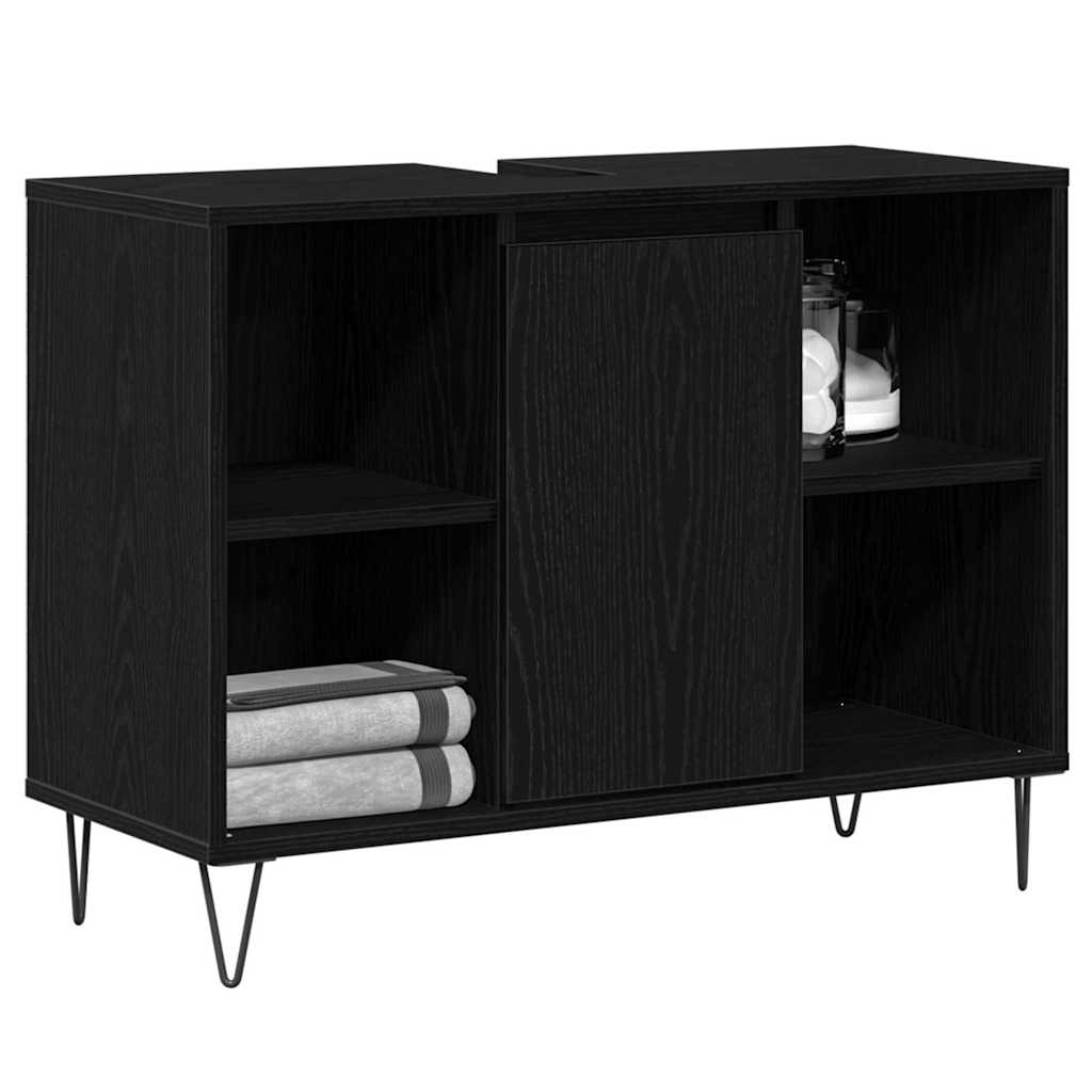 Baderomsskap med hylle Svart 80 x 33 x 60 cm Konstruert tre