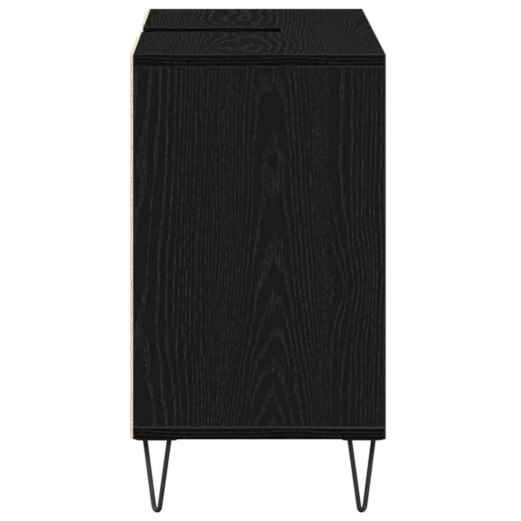 Baderomsskap med hylle Svart 80 x 33 x 60 cm Konstruert tre