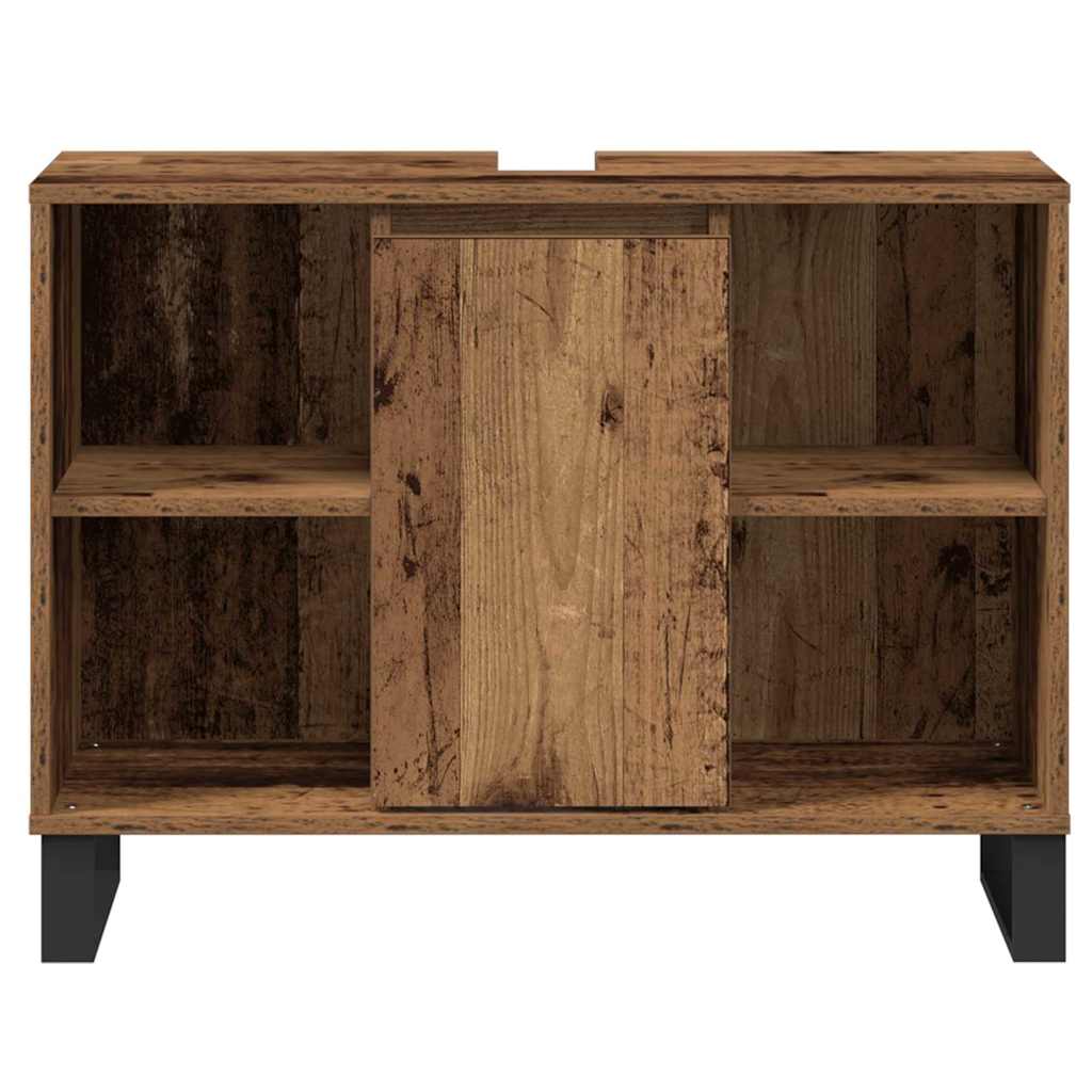 Baderomsskap med hylle Gamle tre 80 x 33 x 60 cm Konstruert tre