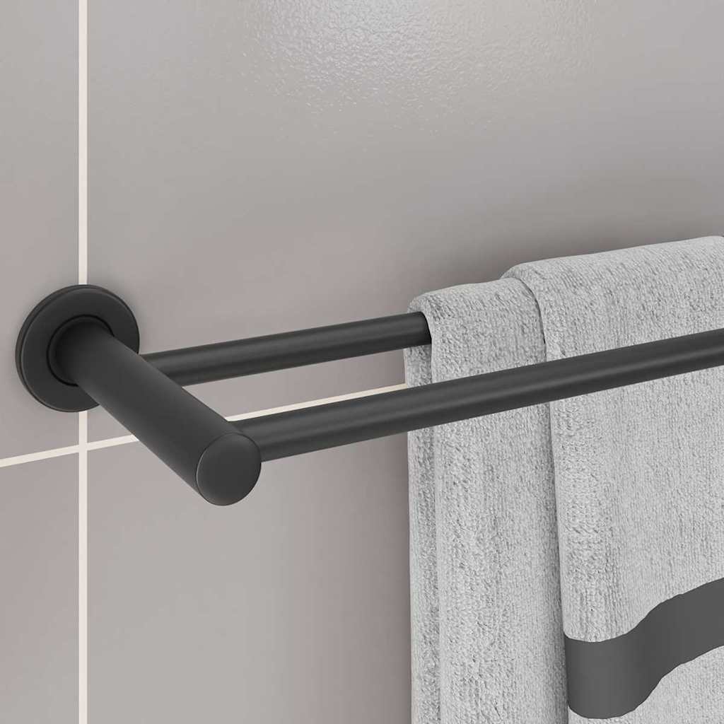 Håndkle Rack Svart 61 x 14,5 x 5 cm Rustfritt stål