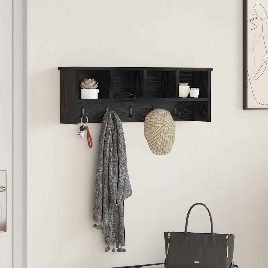 Vegghengt kleshenger Svart eik 75 x 16 x 26 cm Konstruert tre vidaXL