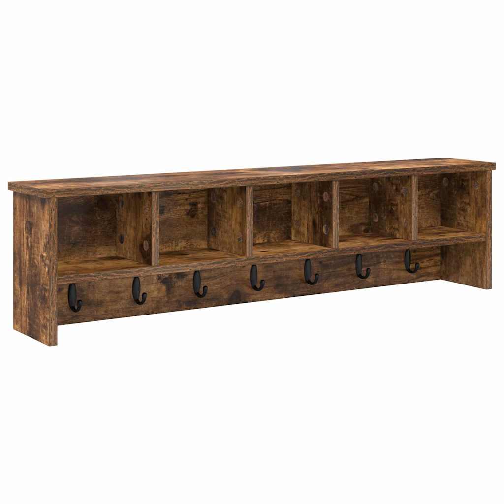 Vegghengt kleshenger Røkt eik 100 x 16 x 26 cm Konstruert tre