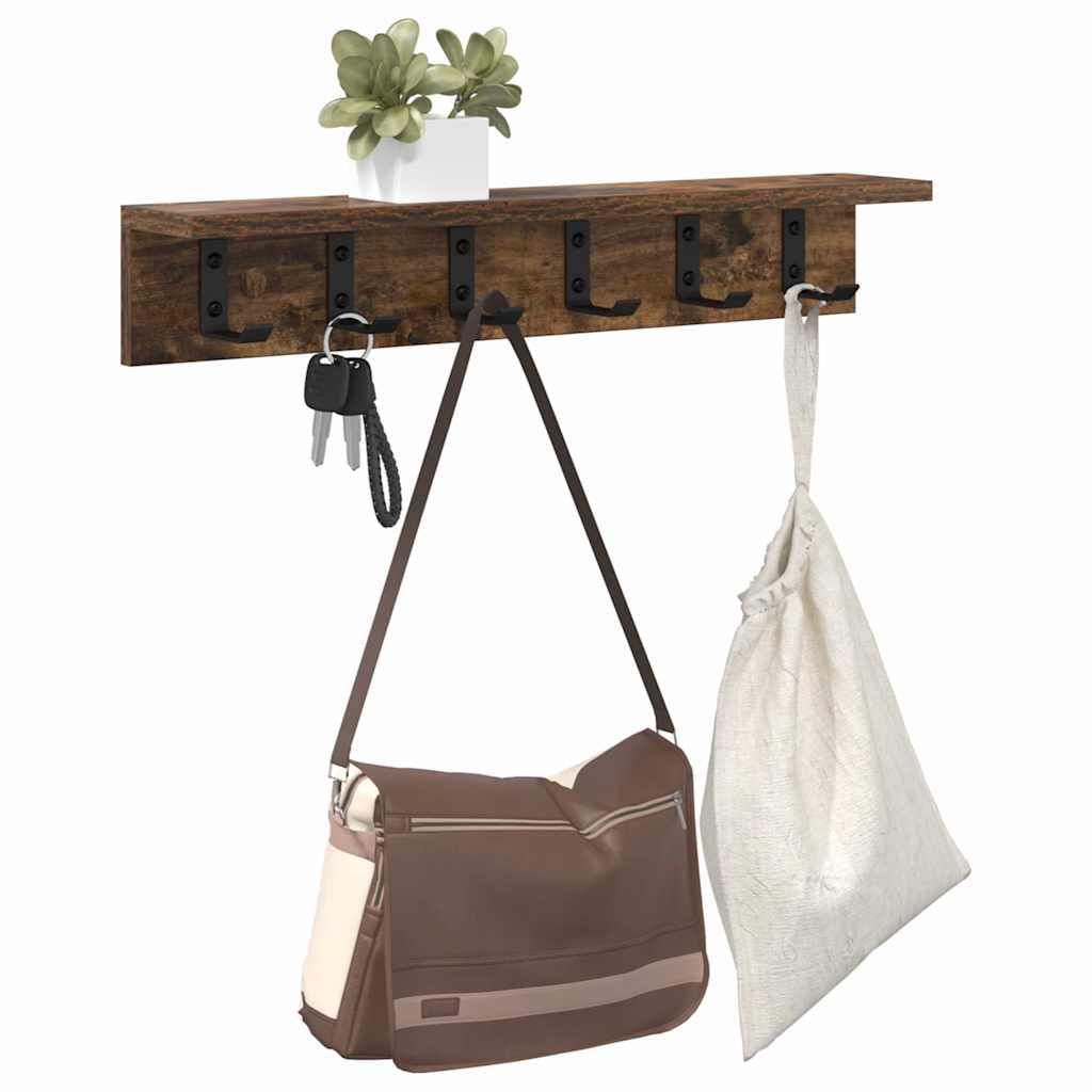 Vegghengt kleshenger Veggmontert Røkt eik 60 x 10,5 x 10,5 cm