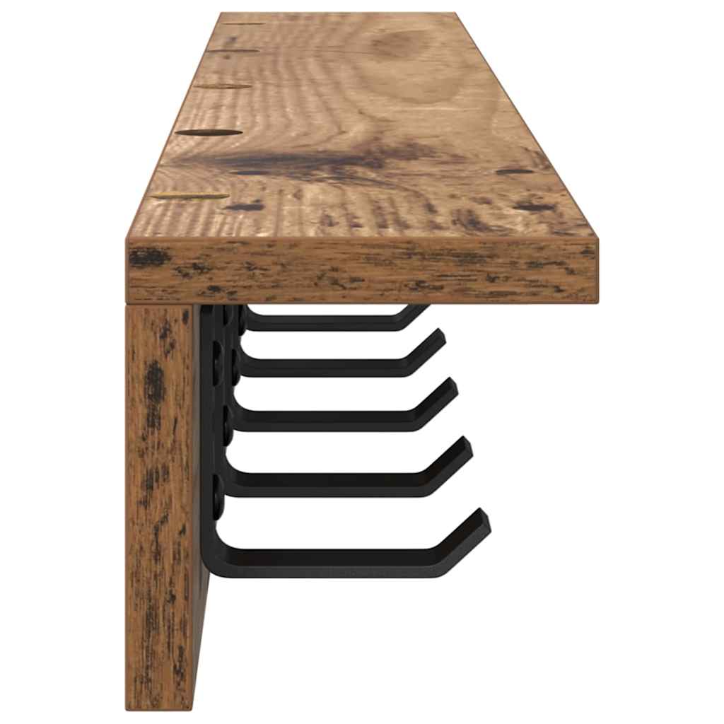 Vegghengt kleshenger Gammelt tre 80 x 10,5 x 10,5 cm