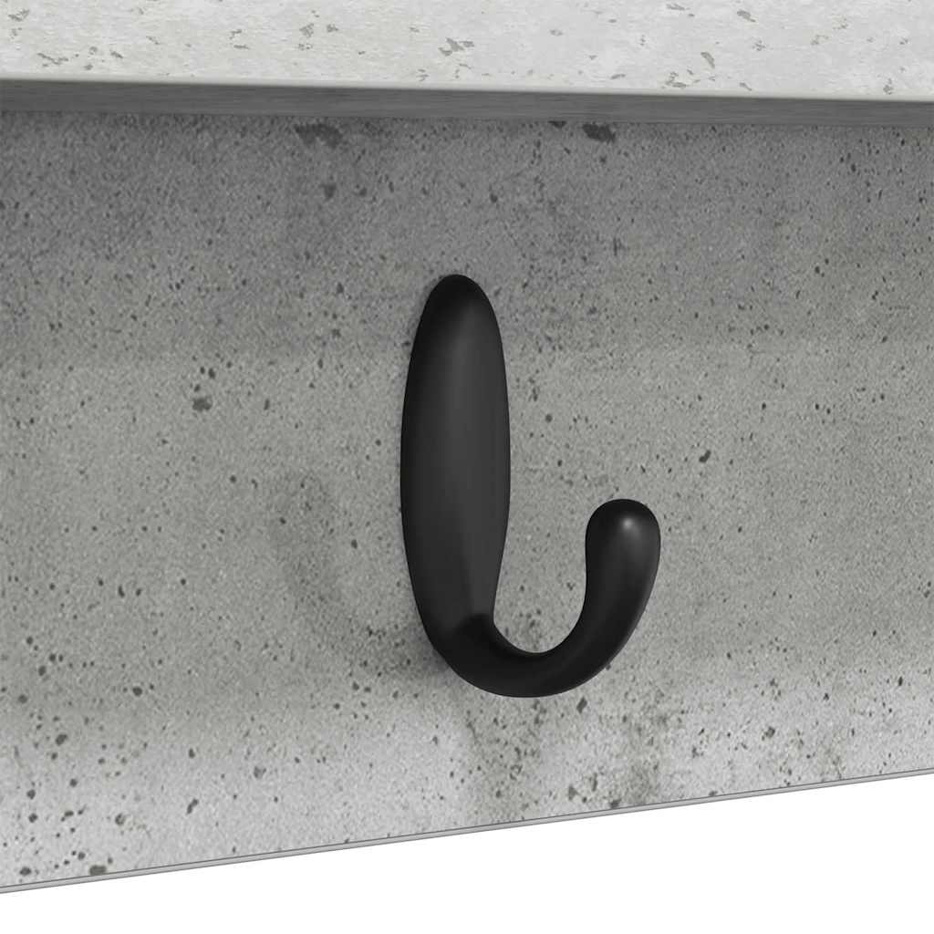 Vegghengt kleshenger Betonggrå 80 x 10,5 x 18 cm Konstruert tre