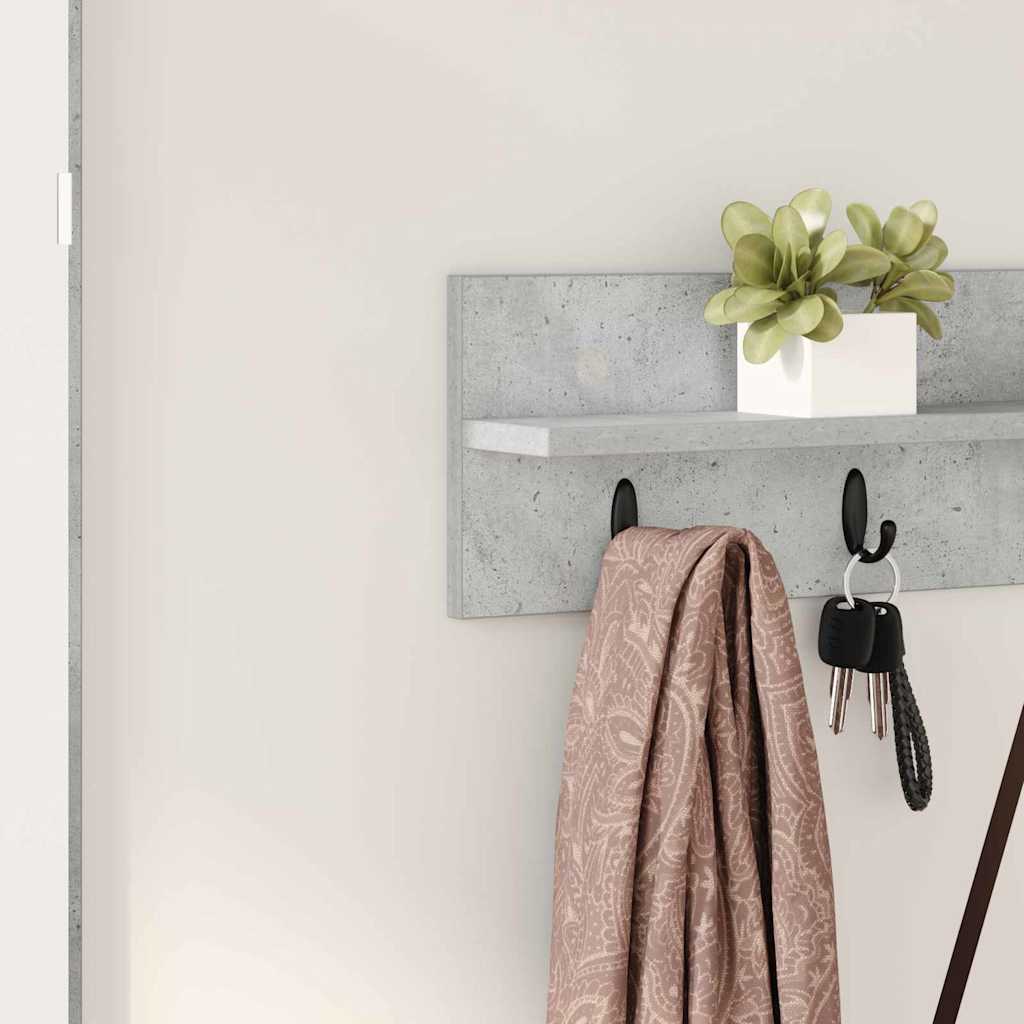 Vegghengt kleshenger Betonggrå 80 x 10,5 x 18 cm Konstruert tre