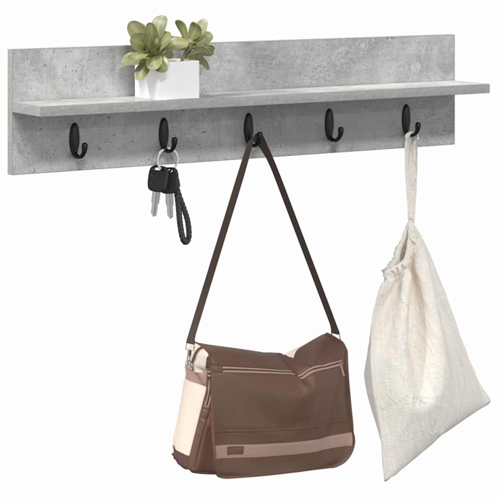 Vegghengt kleshenger Betonggrå 80 x 10,5 x 18 cm Konstruert tre