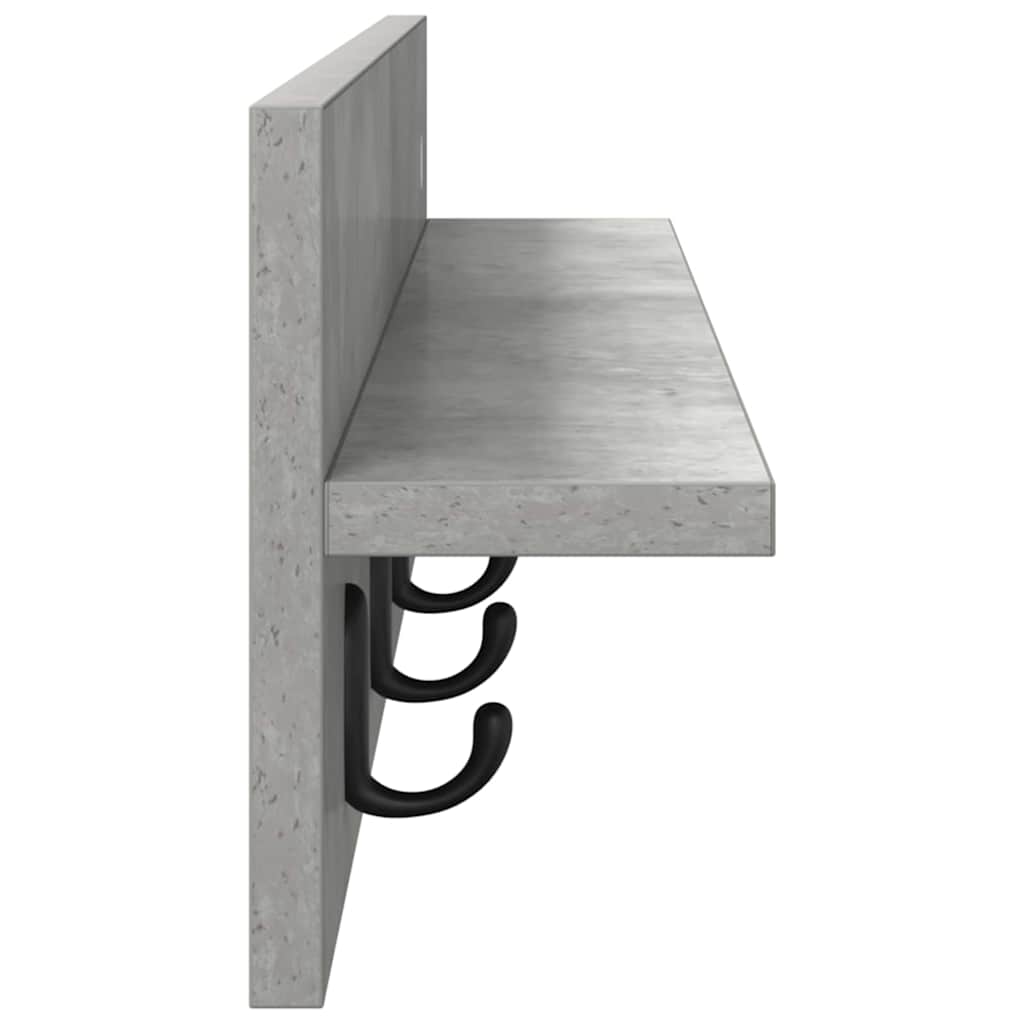 Vegghengt kleshenger Betonggrå 80 x 10,5 x 18 cm Konstruert tre