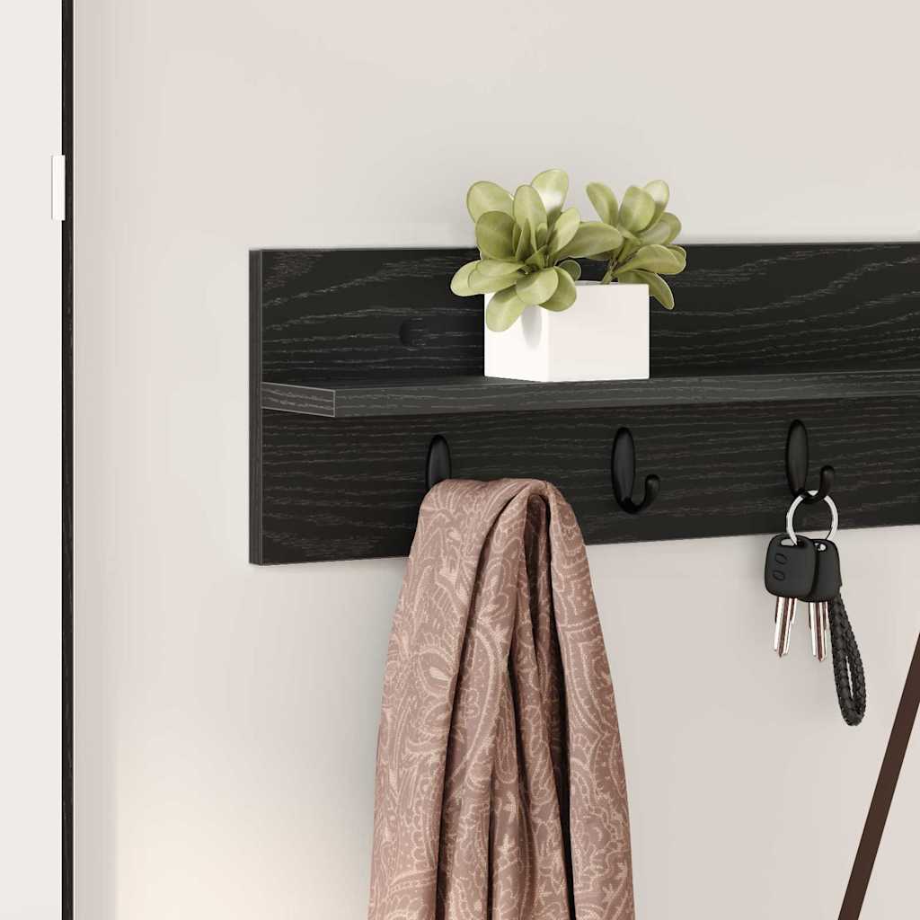Vegghengt kleshenger Veggmontert Svart Eik 100 x 10,5 x 18 cm