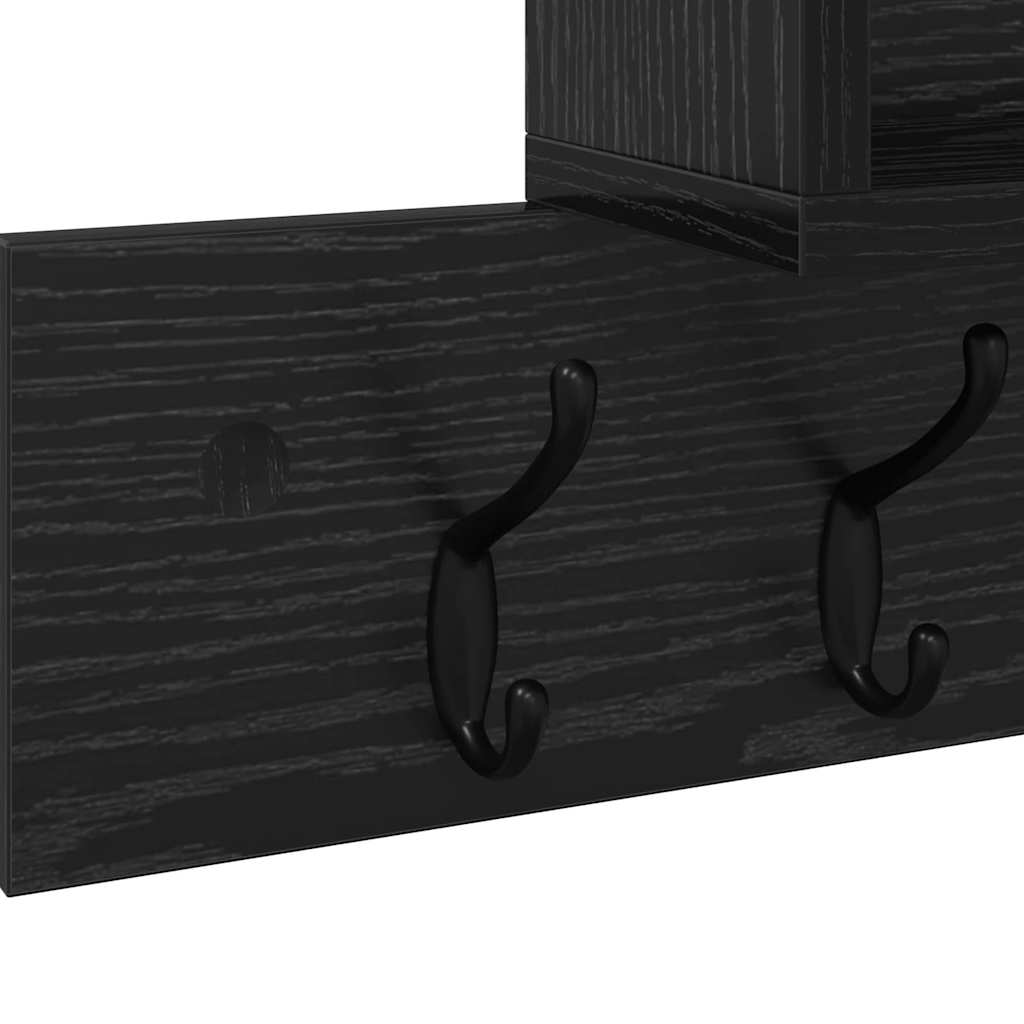 Vegghengt kleshenger med hylle Svart Eik 100 x 12 x 43,5 cm