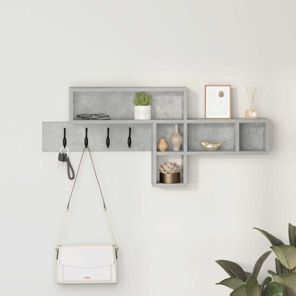 Vegghengt kleshenger med hylle Betonggrå 100 x 12 x 43,5 cm