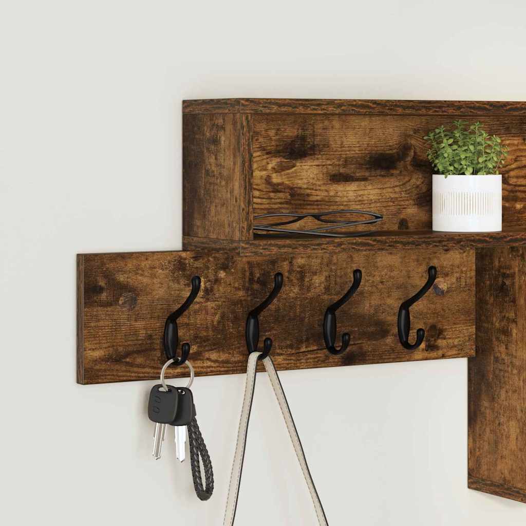 Vegghengt kleshenger Røkt eik 100 x 12 x 43,5 cm Konstruert tre