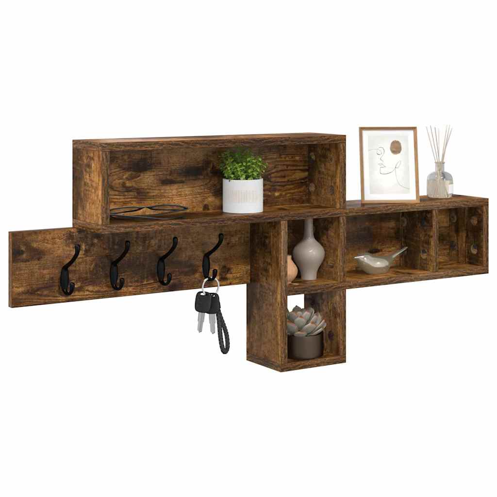 Vegghengt kleshenger Røkt eik 100 x 12 x 43,5 cm Konstruert tre