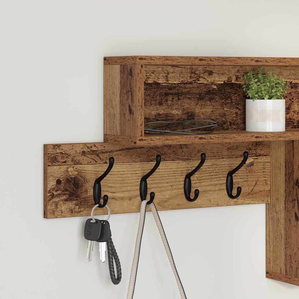 Vegghengt kleshenger med hylle Gammelt tre 100 x 12 x 43,5 cm