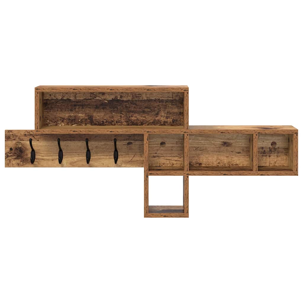 Vegghengt kleshenger med hylle Gammelt tre 100 x 12 x 43,5 cm