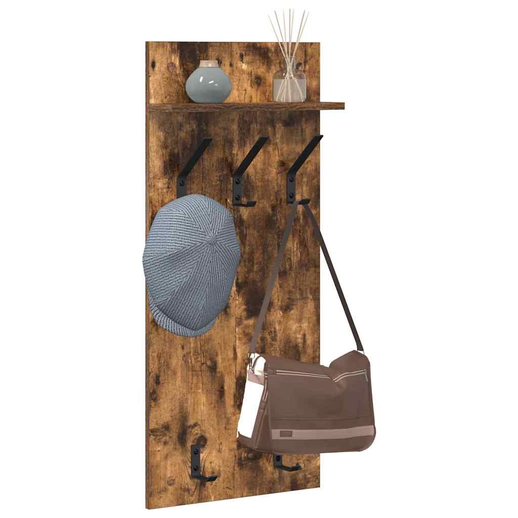 Vegghengt kleshenger Røkt eik 40 x 10 x 90 cm Konstruert tre