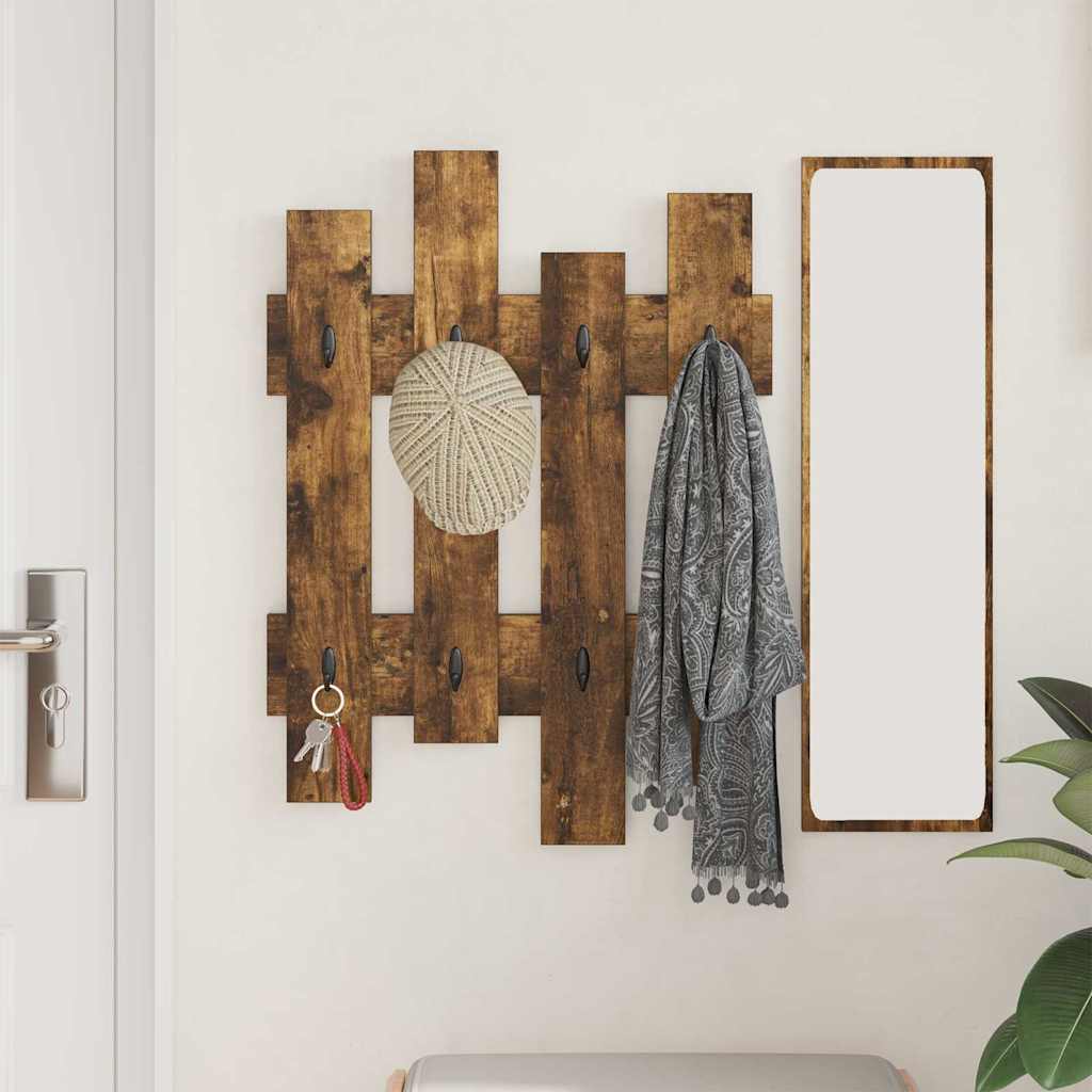 Vegghengt kleshenger Røkt eik 60 x 3 x 82 cm Konstruert tre
