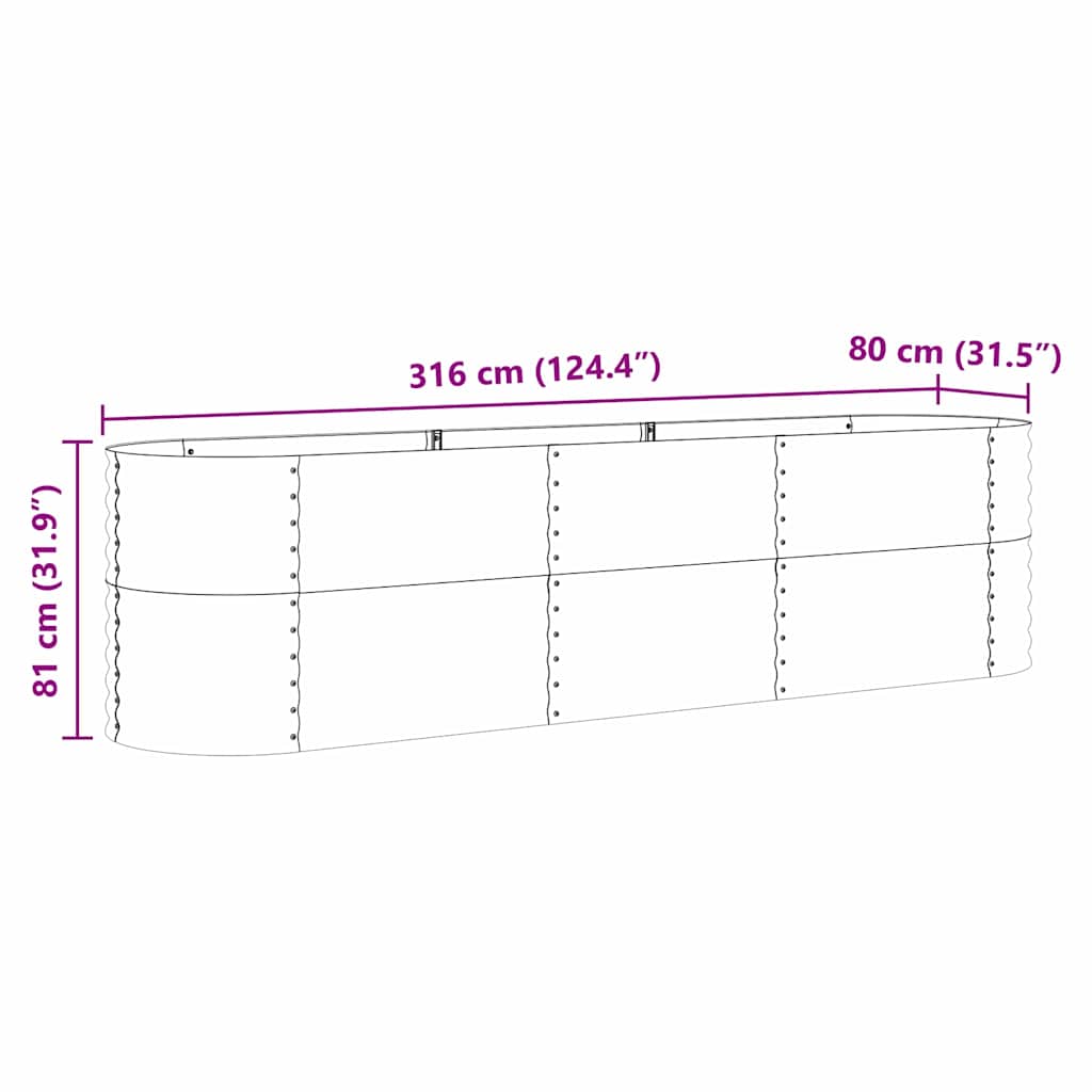 Hevet bed Brun 320 x 80 x 81 cm Stål