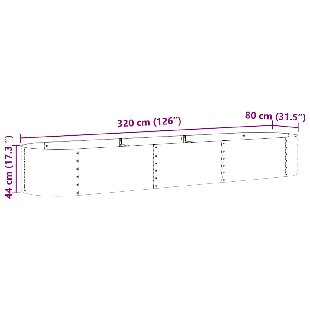 Hevet bed Brun 320 x 80 x 44 cm Stål