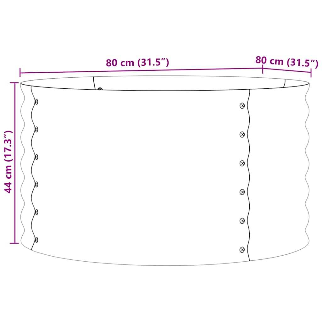 Hevet bed Brun 80 x 80 x 44 cm Stål