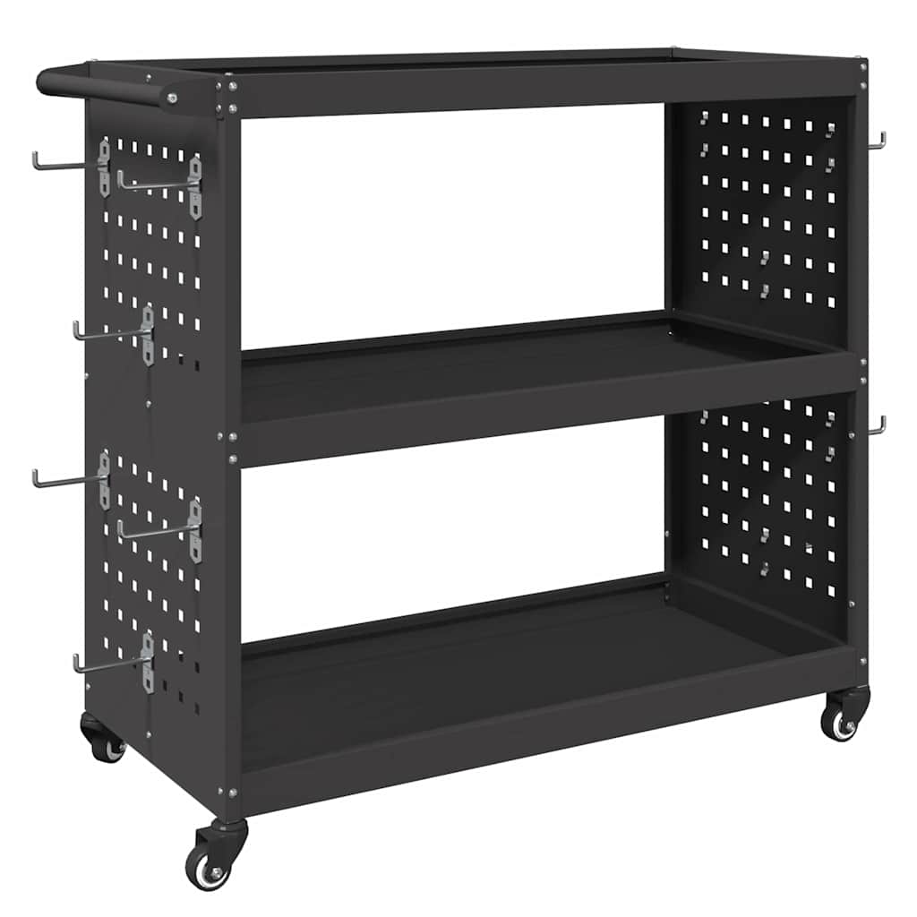 Verktøytrolley med hylle Svart 75 x 35 x 73 cm Kaldvalsestål