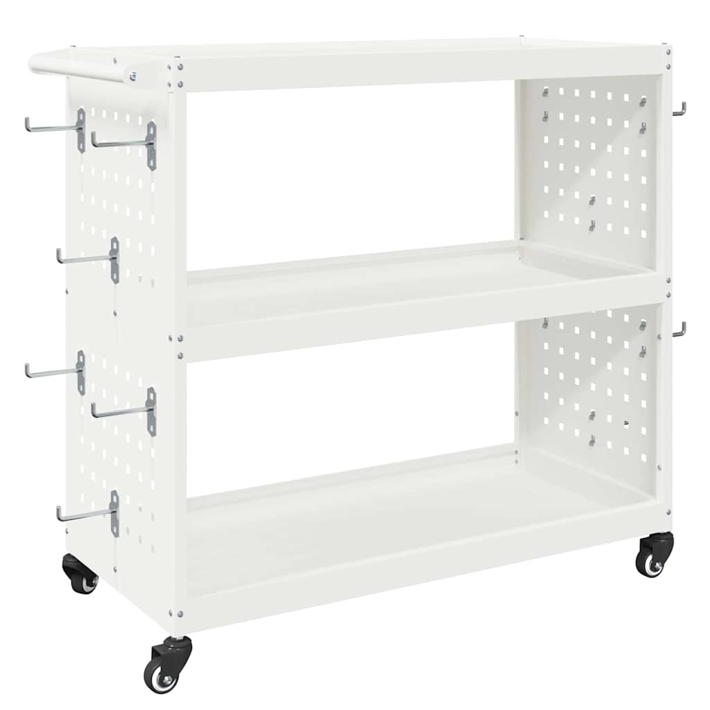 Verktøytrolley med hylle Hvit 75 x 35 x 73 cm Kaldvalsestål